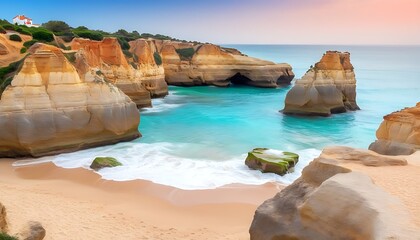 Wall Mural - Stunning views and natural wonders of Benagil Beach in Algarve, Portugal