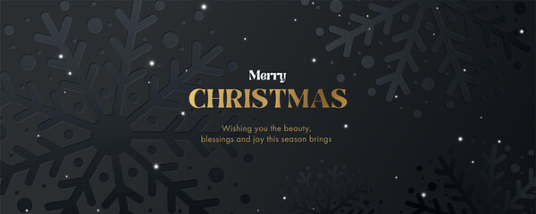 Wall Mural - beautiful sparkling xmas background in night black color with snowflakes and shining falling snow. l