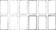 © miloje - Set of vector border frames with rough edges . Rectangular frame template collection . distress texture . Grunge tiny frame borders isolated on the background . Rough edges effect .