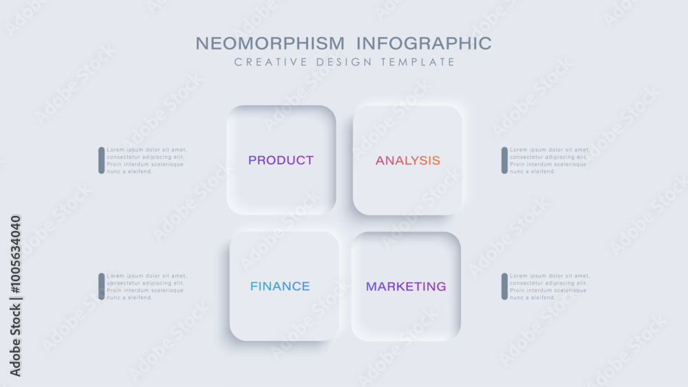 Neumorphism infographic illustration with 4 steps or options ...