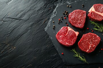 Marbled beef steaks as a background close-up. Cooking. Fresh meat. generative ai