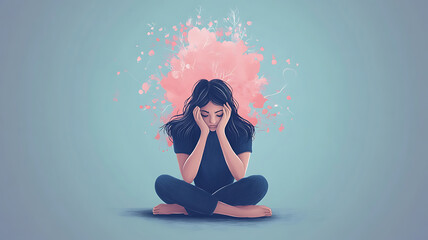 Mental health illustration in pastel colors
