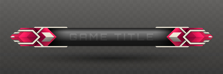 Wall Mural - game title lower third banner in metallic black, silver and maroon color theme for game ui designs