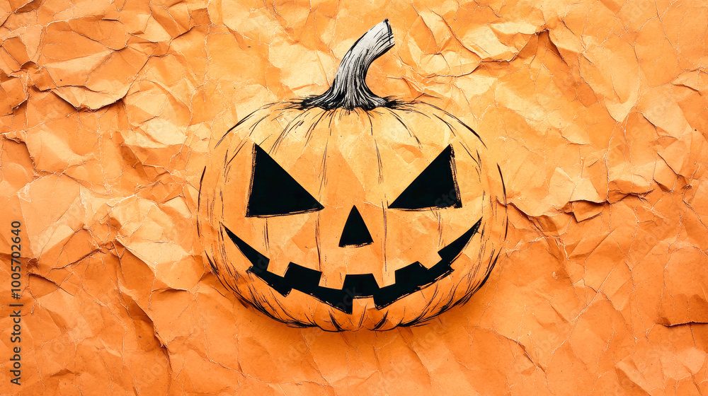 This vibrant jack o' lantern artwork showcases a detailed carved ...
