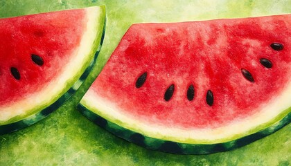 Fresh watermelon slices with vibrant colors