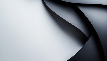 Poster - Abstract Black and White Paper Curves