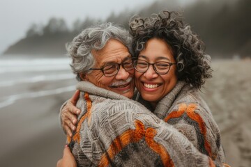 Sticker - A loving hug between a father and daughter. AI.