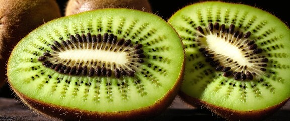 Canvas Print - Close up of sliced delicious ripe kiwi fruit.