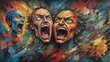 © João Macedo - Three people screaming loudly showing frustration and anger