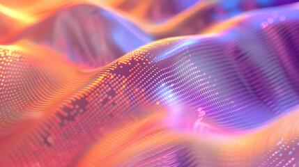 Vibrant abstract waves of color create mesmerizing visual experience, showcasing blend of orange, purple, and blue hues that flow seamlessly together