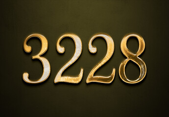 Canvas Print - Old gold effect of 3228 number with 3D glossy style Mockup.	