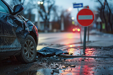 Collision of two vehicles involved in major accident on road with major damage