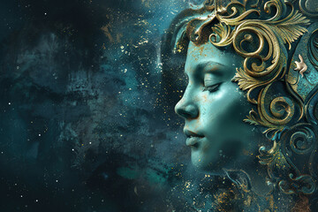 Wall Mural - astrological composition with concept of virgo zodiac sign symbol