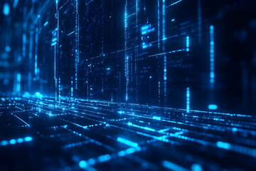 Abstract blue background data technology glowing lines