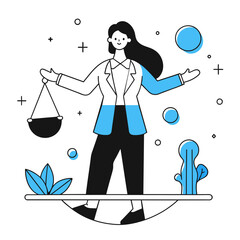 equilibrium business illustration of a woman 