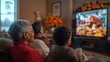 © HAMEEDA - A side view of family members gathered in front of the TV, watching the Thanksgiving Day parade.