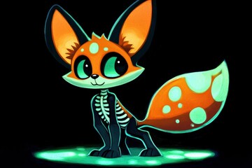 Canvas Print - Cute Cartoon Fox with Glow-in-the-Dark Spots