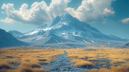 A mountain range. The nearest peak appears tall and dominant under a vast sky.