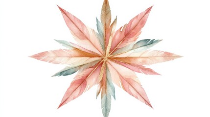 Wall Mural - Watercolor Feathers in Starburst Pattern