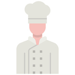 Wall Mural - sous chef in uniform and hat ready to cook food flat icon