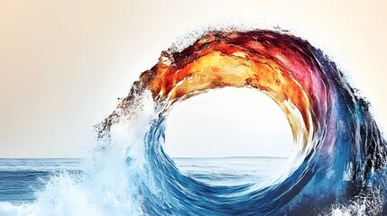 Wall Mural - Abstract Ocean Wave Circle with Sea Water Background