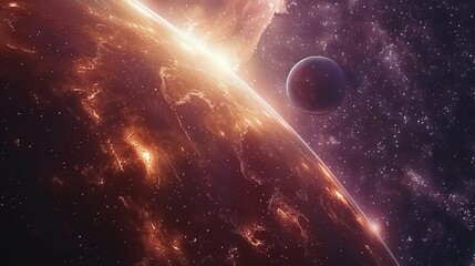 Aufkleber - Deep space with planets, nebulae and stars.