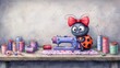 © Wimon - An adorable ladybug tailor with a red bow, sewing a beautiful quilt at her machine, surrounded by spools of thread and fabric scraps.