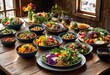 © Yaraslava - vibrant diverse meal arrangements featuring colorful dishes various dietary choices lifestyles, rainbow, lgbtq, lgbt, pride, love, equality, appetizer