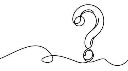 Wall Mural - continuous linear drawing of question mark. one line drawing background. vector illustration. questi