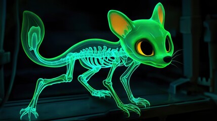 Poster - Glowing Skeleton of a Cartoon Animal