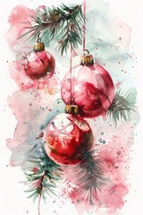 Poster - Holiday props and decorations in watercolor with a soft, flowing color palette.