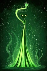 Wall Mural - Glowing Green Queen in a Forest of Stars