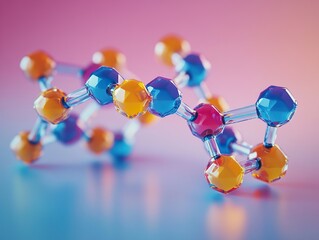 Wall Mural - colorful 3d render of a molecule - abstract science illustration