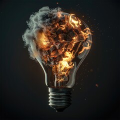 Wall Mural - Light bulb. Burning garbage inside the bulb.