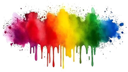 Poster - Abstract Rainbow Watercolor Dripping Paint Splash Background