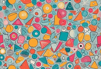 Wall Mural - big set of colorful geometric shapes in trendy colors, illustration