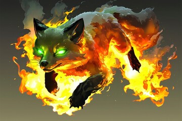 Poster - Fiery Fox with Glowing Eyes