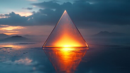 Sticker - Glass Pyramid Reflecting Sunset