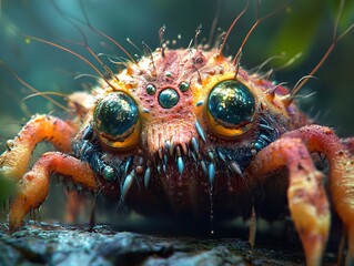 Wall Mural - Close Up of a Creepy Spider with Multiple Eyes