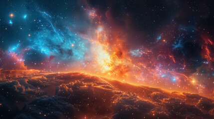 space background with stardust and shining stars. realistic cosmos and color nebula. colorful galaxy