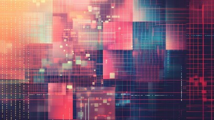Wall Mural - patterned grid inspired by cybersecurity graphics.
