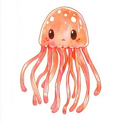 Poster - Cute Cartoon Jellyfish with Big Eyes