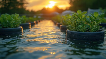 Sticker - Hydroponic Garden at Sunset