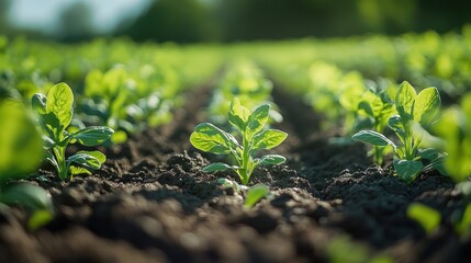 Sticker - Young Spinach Plants in a Field