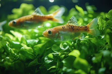 Two Fish in Green Aquatic Plants