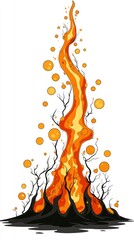 Wall Mural - Abstract Fire Illustration with Bubbles