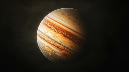 Wall Mural - the gas giant jupiter with its signature bands of color and swirling clouds illuminated by the dista