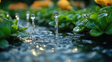 Poster - Water Droplets Splashing in a Stream