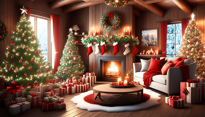 Wall Mural - Festive Christmas atmosphere and greetings