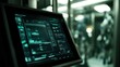 © BerkahStock - A futuristic control panel displays data alongside robotic figures in a tech environment.
